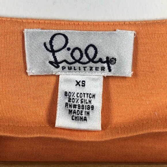LILLY Pulitzer Orange Embroidered T-shirt Size XS - Picture 3 of 6